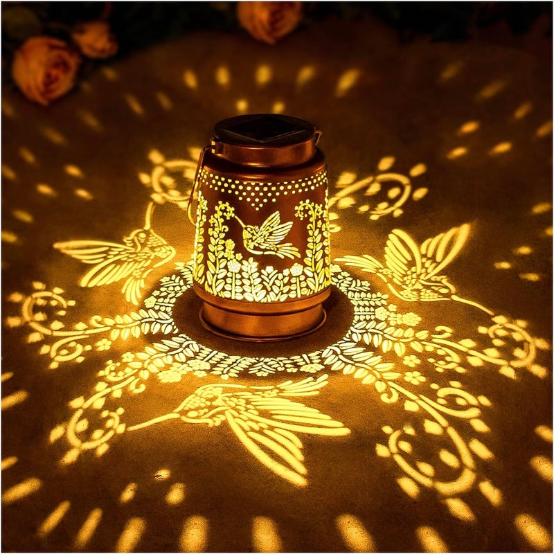 EZTZEN Hummingbird Solar Lanterns Outdoor Waterproof Hanging Solar Lights Hummingbird Gifts for Women Men Metal Decorative LED Lanterns for Garden Decor,Yard,Patio,Lawn,Pathway - Image 1